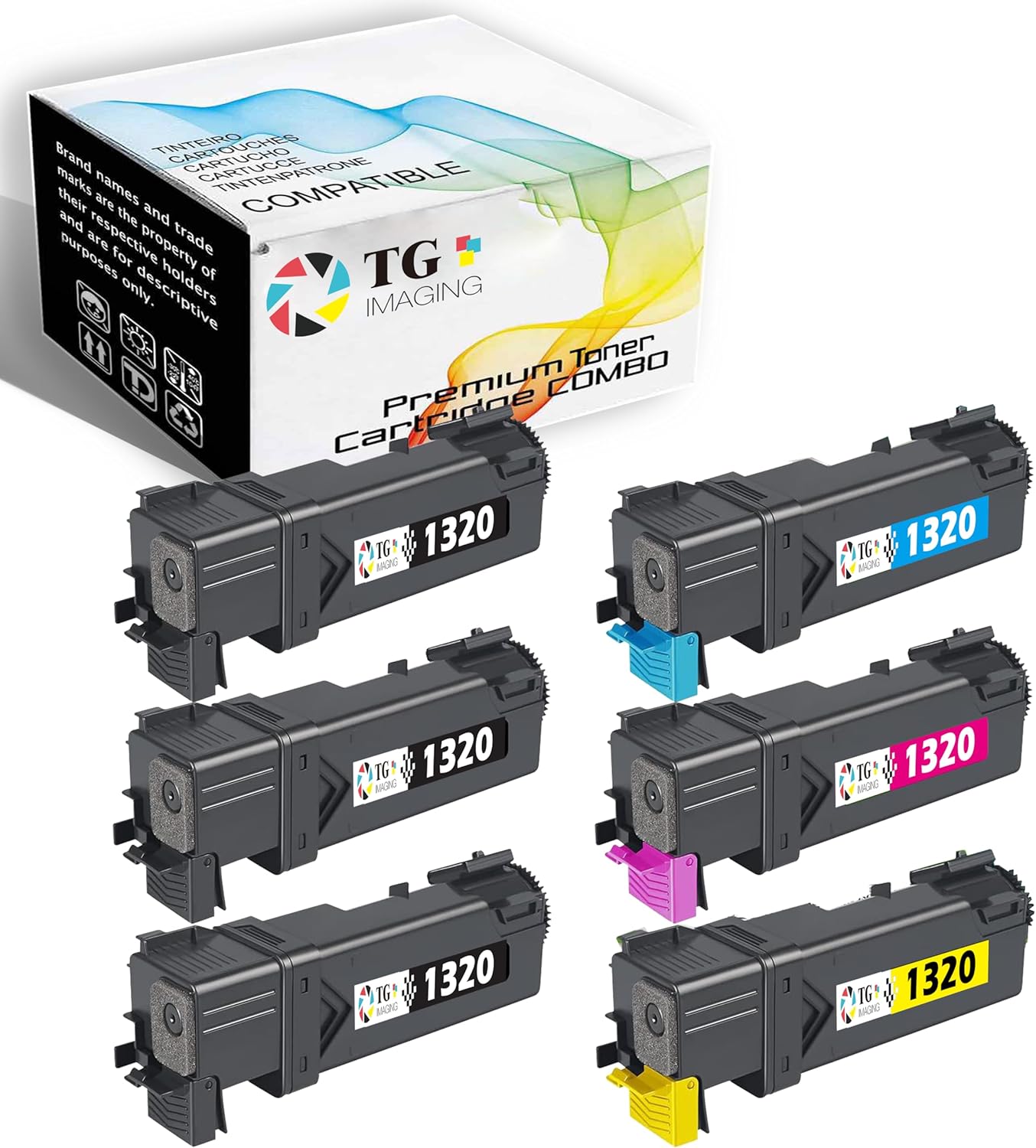 TG Imaging Compatiable 1320C Toner Cartridge Replacement for Dell 1320C Toner 1320 Color Set Laser Printer (6 Pack 3X KU052 Black,1x KU053 Cyan,1x KU055 Magenta,1x KU054 Yellow)