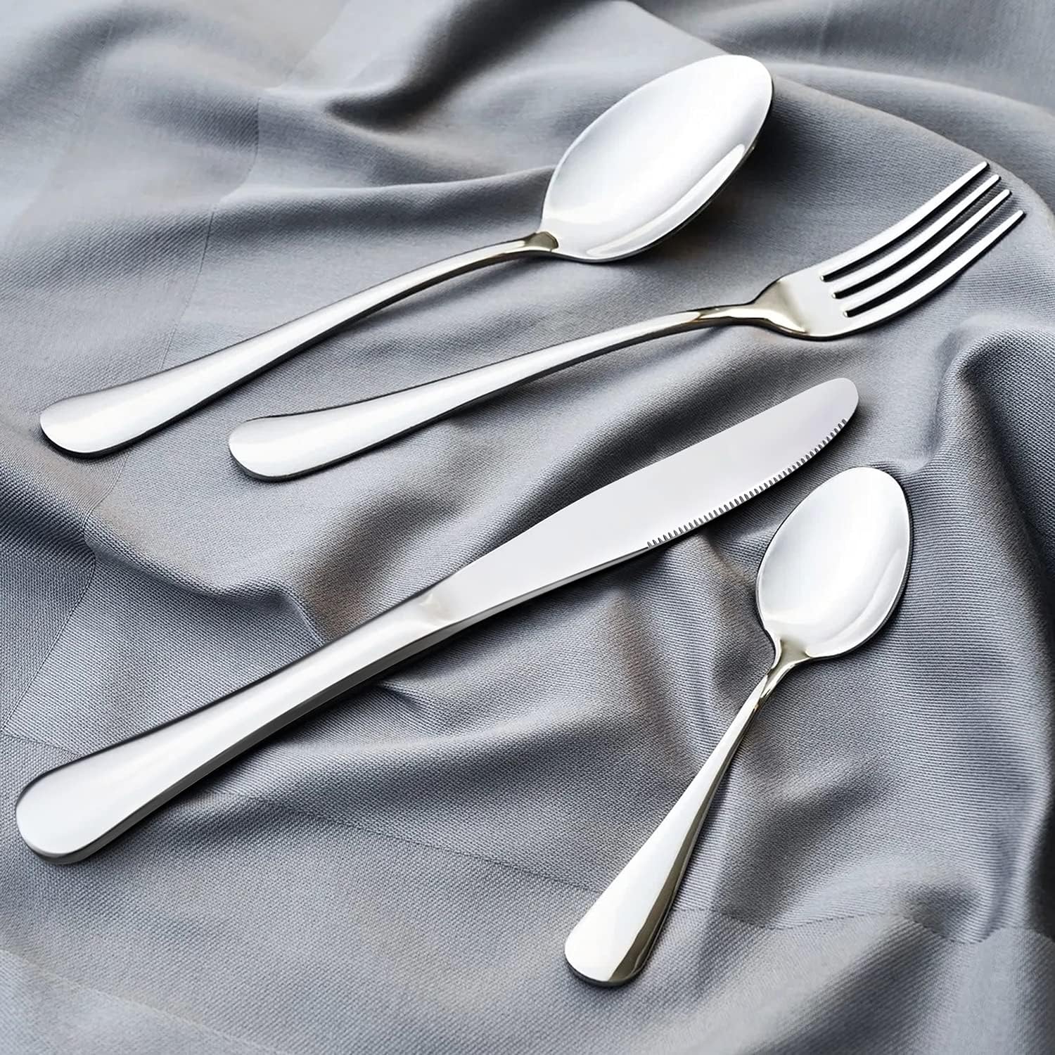 60-Piece Silverware Set, HaWare Stainless Steel Flatware Cutlery Service for 12, Classic Design Eating Utensils for Home Party Hotel Restaurant, Mirror Finish & Smooth Edge Tableware, Dishwasher Safe