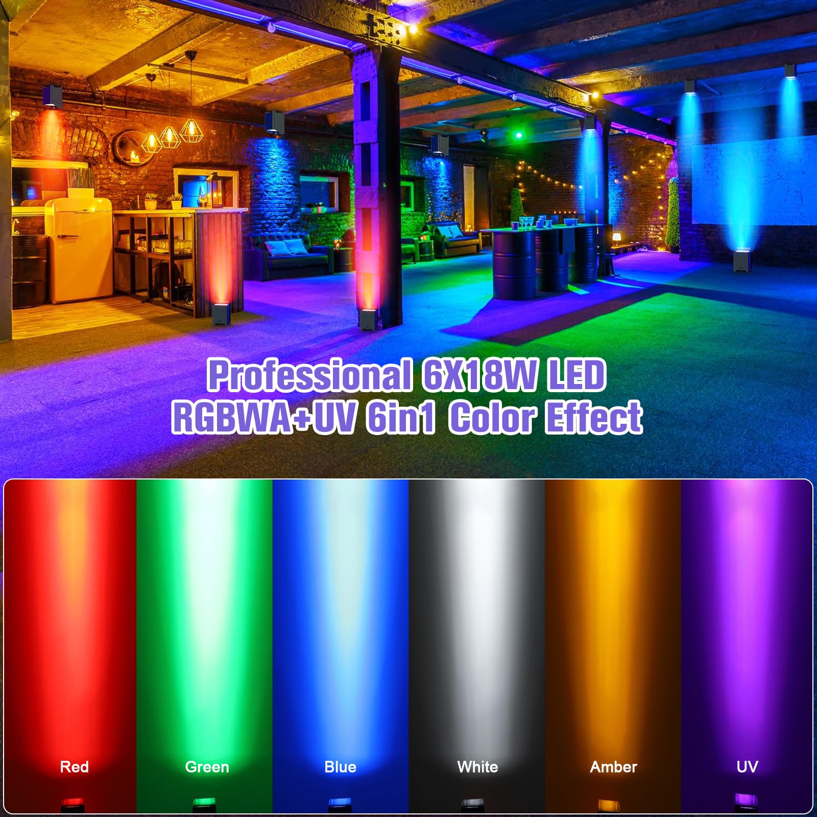 Amazon.co.jp: U`King 6x18W RGB LED 舞台照明 ステージライト