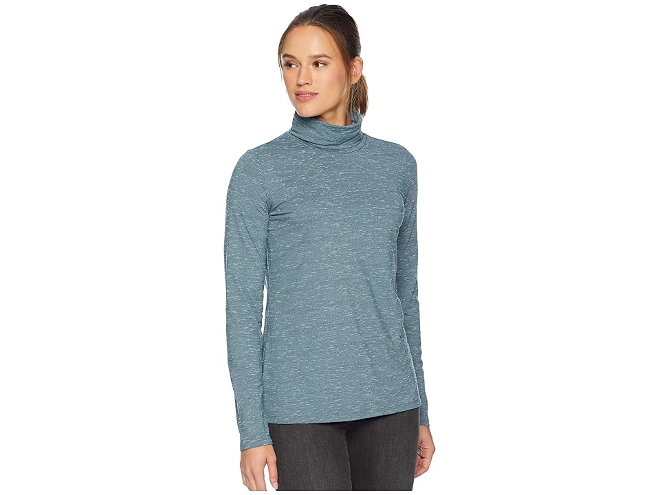 

ExOfficio Wanderluxtm Marl Turtleneck (Adriatic Heather) Women's Clothing, Blue