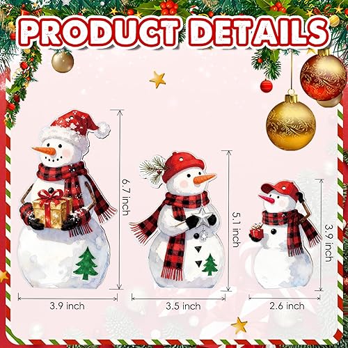 Miniatura 2 de Decoraciones navideñas para interiores, muñeco de nieve, 3 letreros de madera, decoración de mesa de Navidad, rústico, fiesta, invierno, hogar,