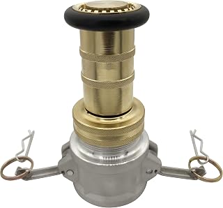RosyOcean Heavey Duty 2 Inch Fire Hose Nozzle Brass Fire Equipment Industial Spray Jet Fog Nozzle with 2" Aluminum Camlock Fitting