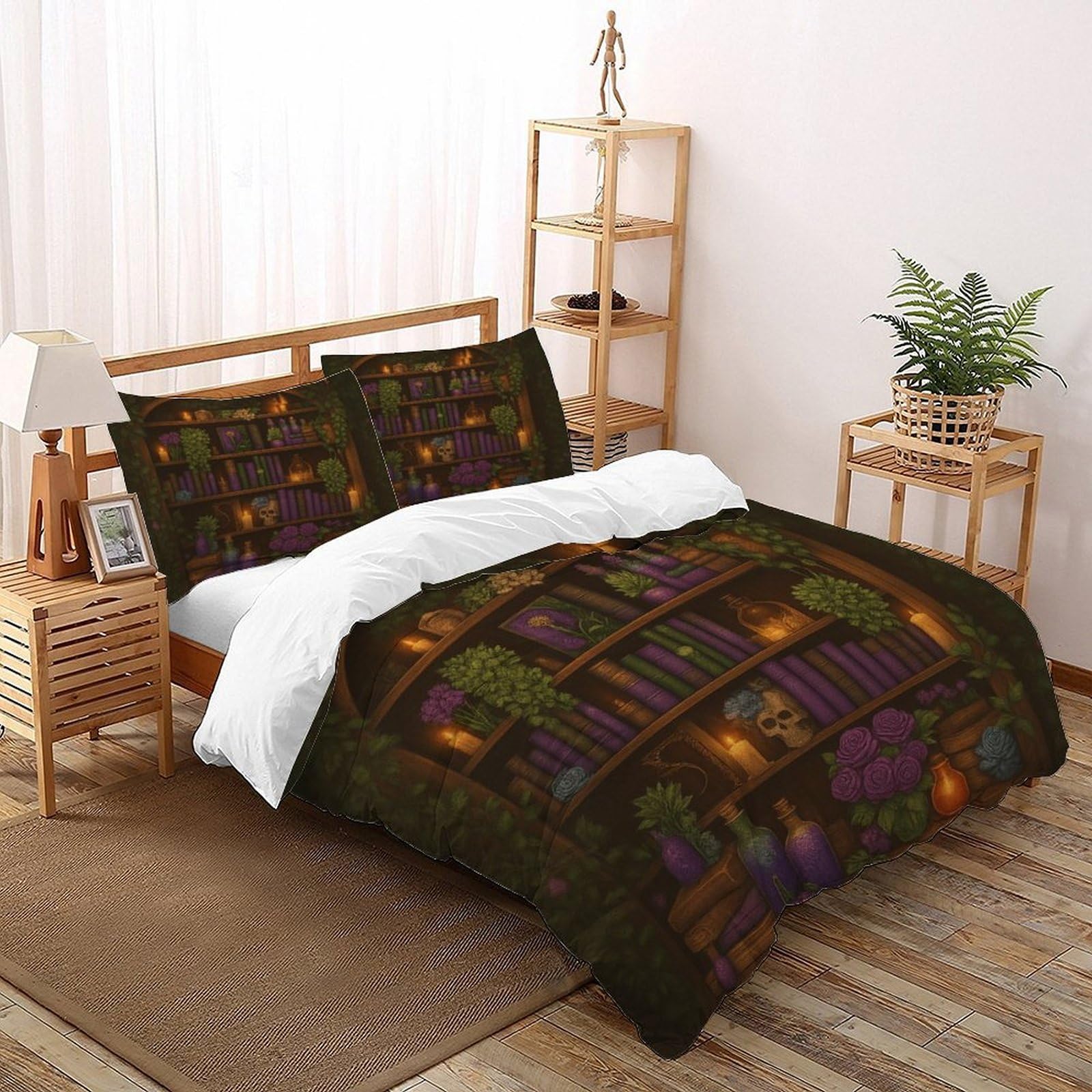 Housse de couette plantes magie imprimé couvre-lit microfibre adulte 260x220
