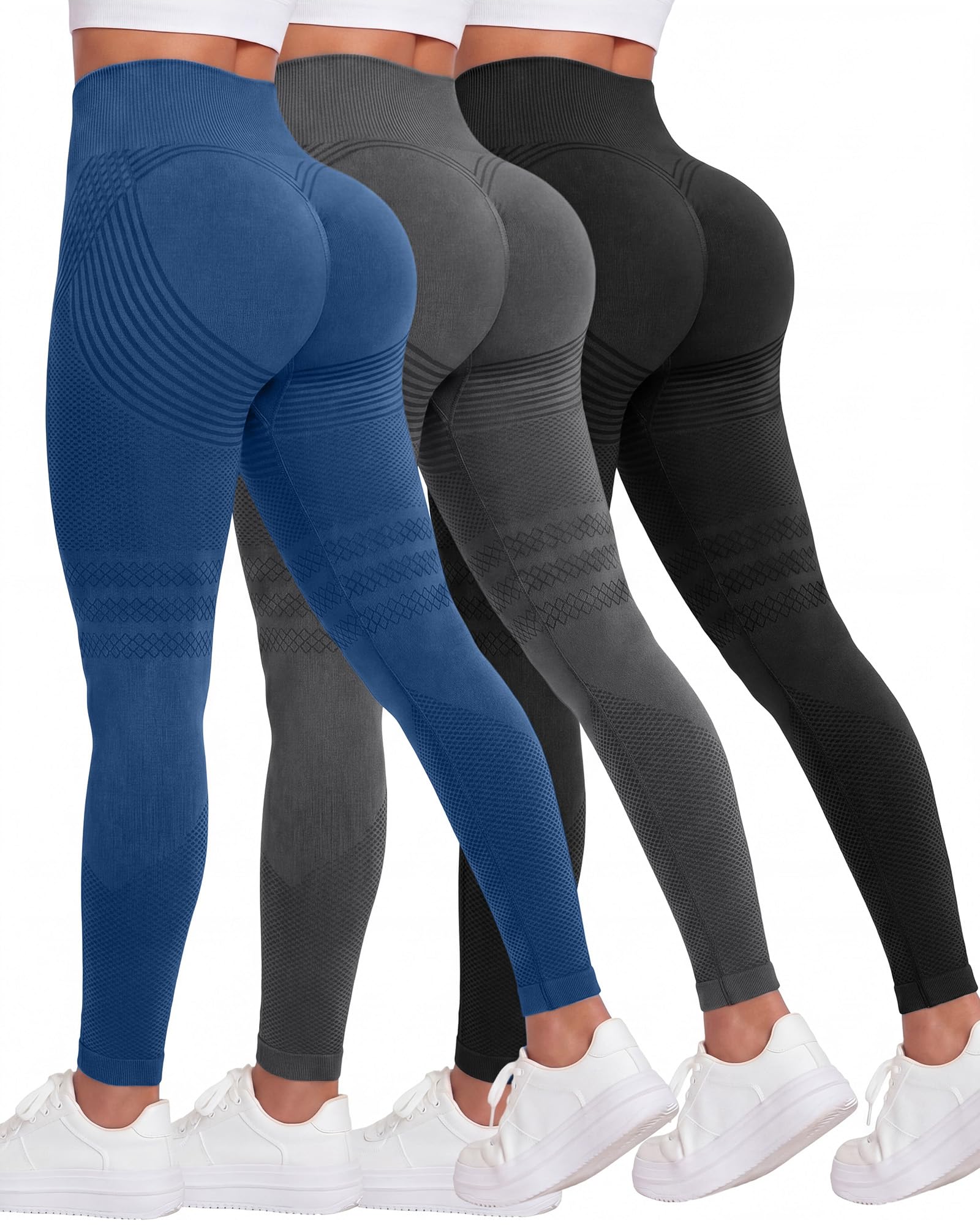 Coume 3 Pack Anti Cellulite 3D Butt Lifting Leggings