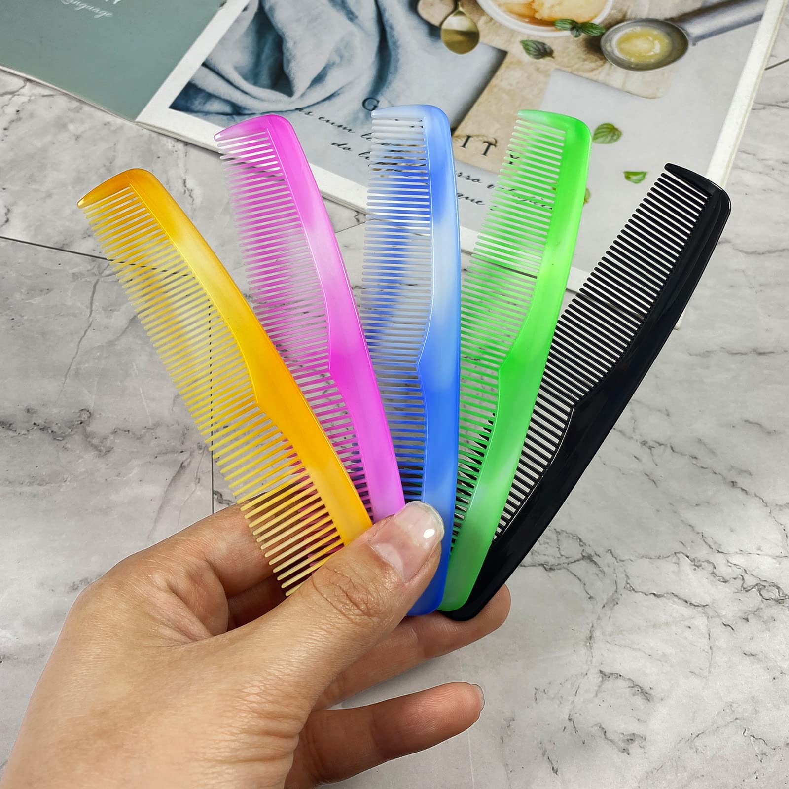 Juego de 50 peines de pelo de plástico fino para mujeres y hombres, peine de vestir fino 5