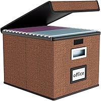 Vista 22 de Caja organizadora de archivos Huolewa con tapa, organizador de carpetas de archivos plegable para almacenamiento de documentos de oficina, caja