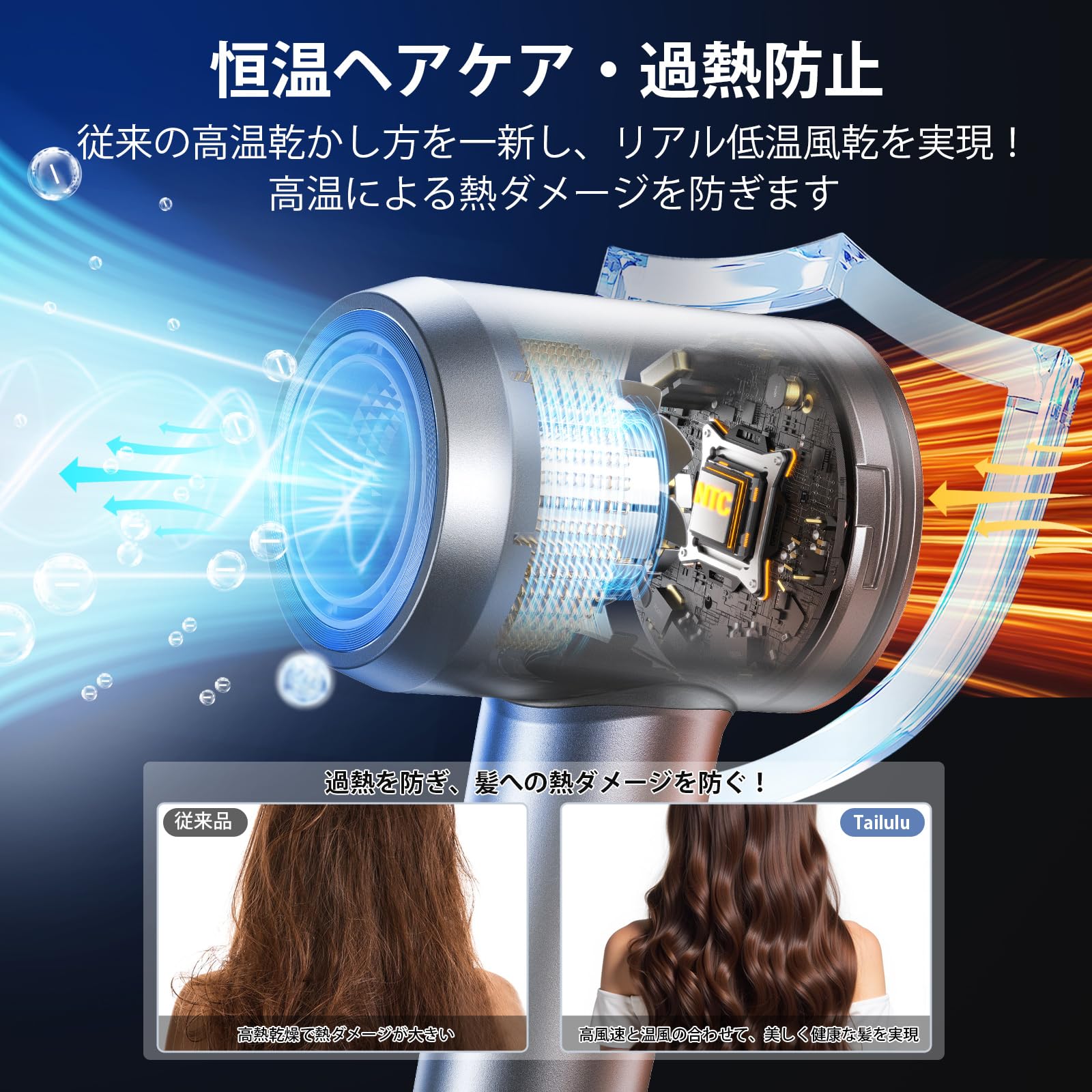 Amazon.co.jp: ドライヤー【革新高速版・20sで速乾・超大風量・8億
