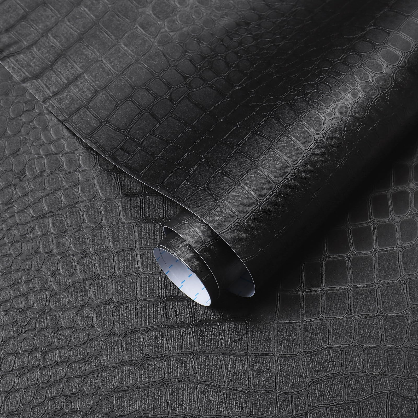 Yomshi Peel and Stick Wallpaper Black Crocodile Contact Paper 40 cm x 6 m Self Adhesive Wallpaper Sticky Back Plastic Roll for Furniture Kitchen Living Room Removable Embossed Bubble Free