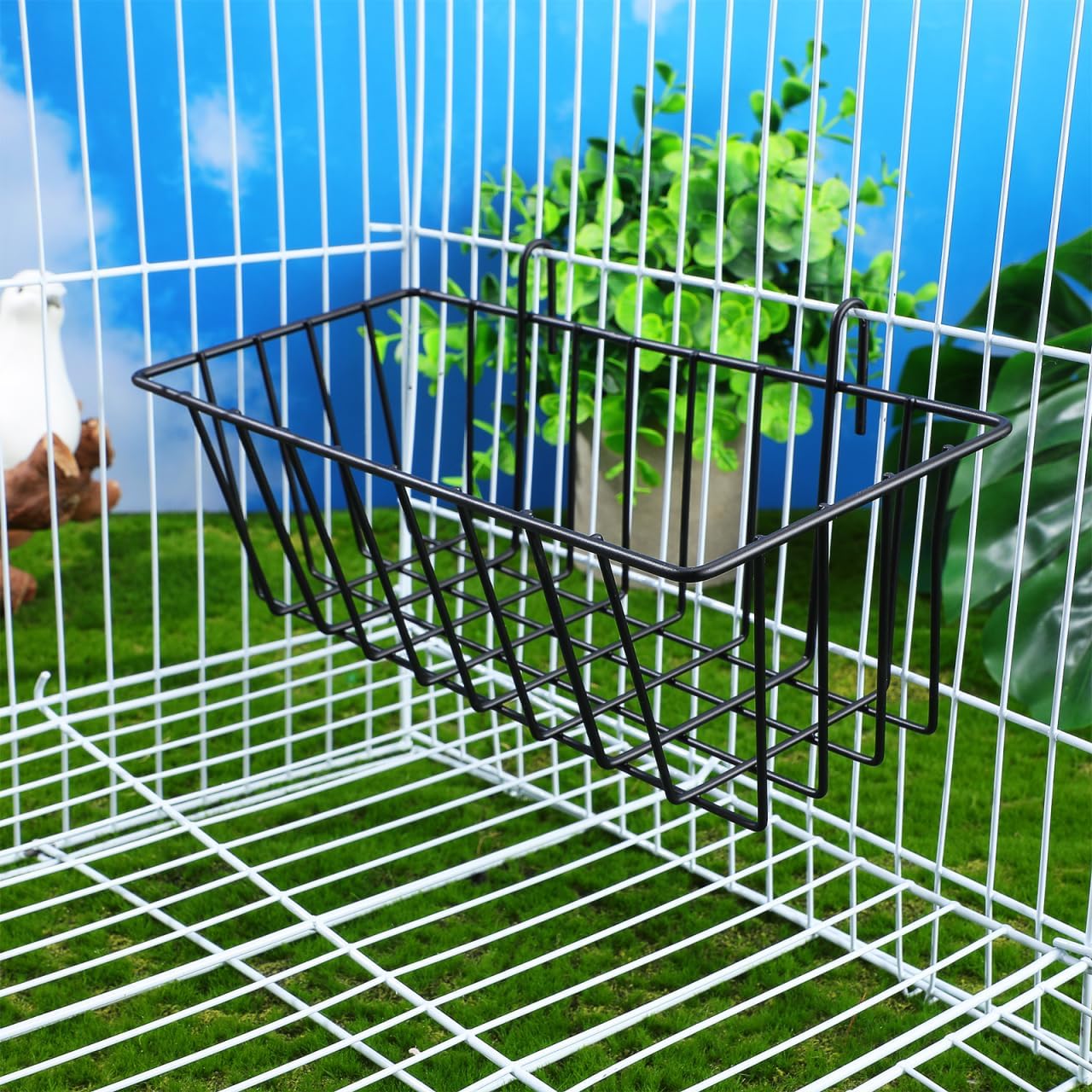 Abaodam Rabbit Hay Feeder Rack 2-Pack Hanging Metal Feeder Holder for Bunny Guinea Pig Small Animal Cages 9.05X3.93X2.95In Multi-Function Pet Cage Racks
