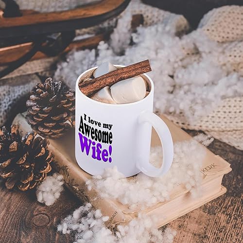 Miniatura 6 de 3dRose evadaneFunny QuotesI Love My Awesome esposa, púrpura,Tazas, Blanco