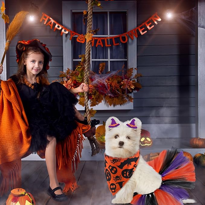 8 Piezas Disfraz Halloween para Perro con Falda Tutú y Pañuelo miniatura 5