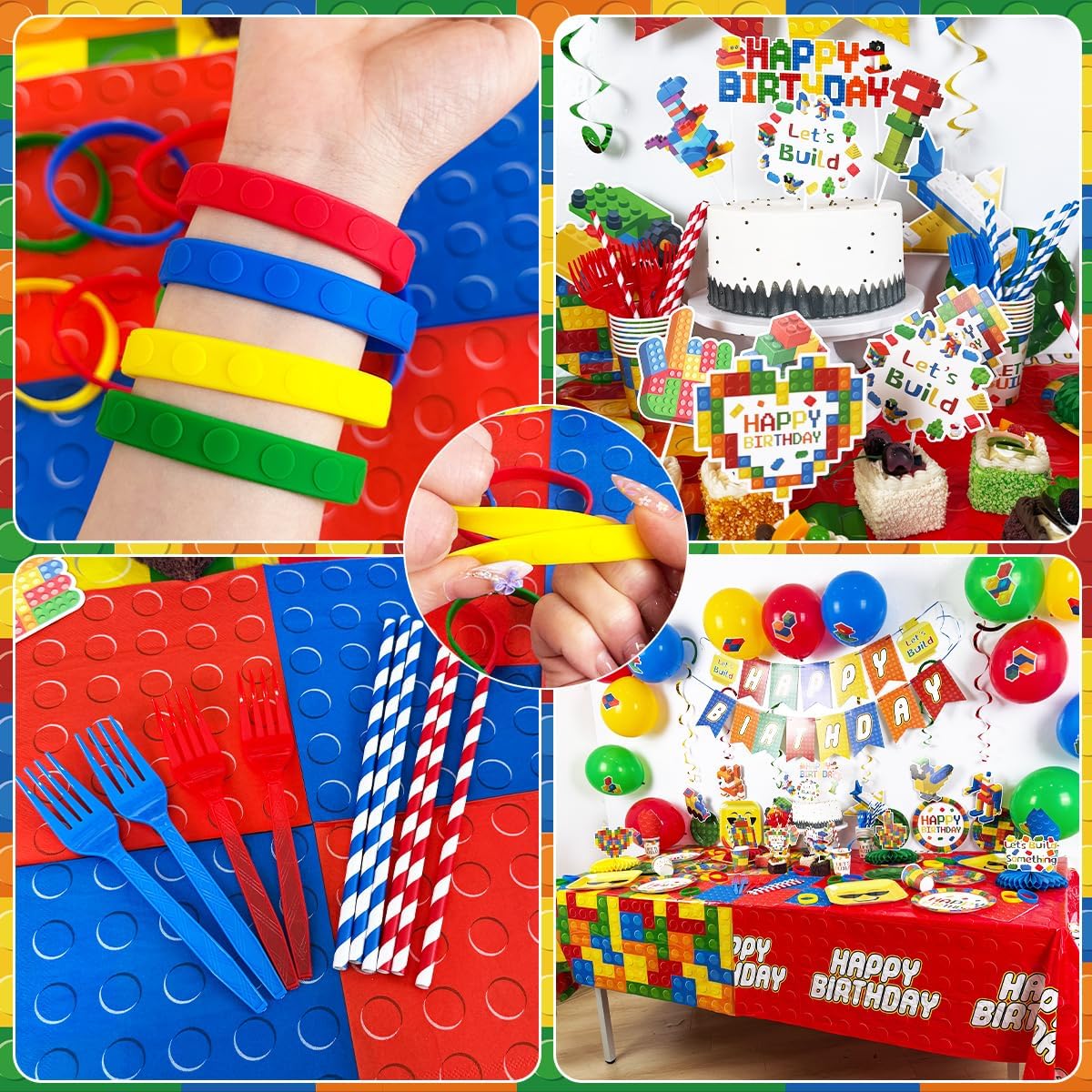224Pcs Building Block Birthday Decorations, ALL-IN-1 Serves 26 image 5
