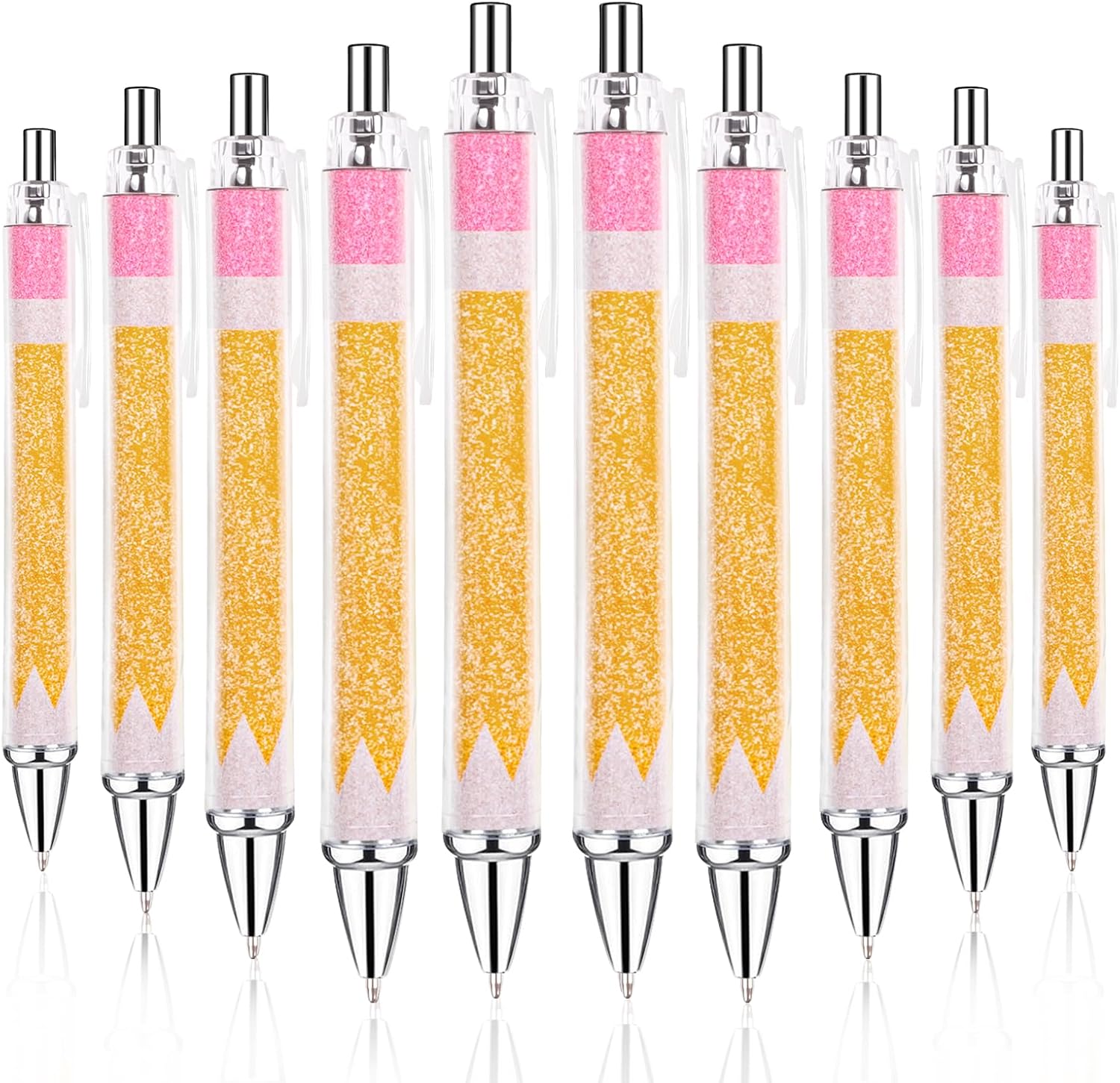 FOIMAS 30pcs Teacher Pens Bulk Back to School Pen Ballpoint Pens Best Teaching Thank You Gifts for Office School Preschool Back to School Stationery Supply, Pink & Golden Yellow