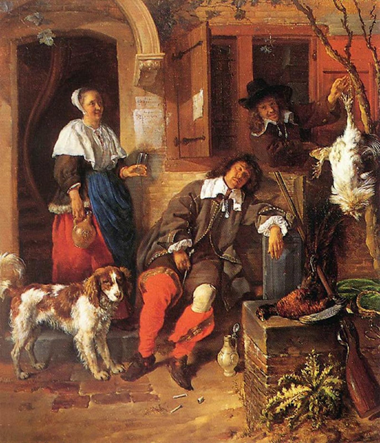 ARTXLXXBN Famous Painting Canvas Artwork Graffiti Print the Sleeping Sportsman by Gabriel Metsu Portrait Canvas Image for Home Decor 60x90cm