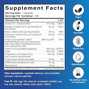 Patient One B-Complex | Methylated B Vitamins | Quatrefolic | 120 Capsules