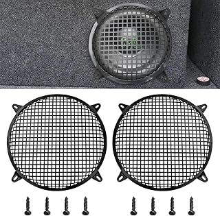 12" Speaker Grill Cover: Car Audio Speaker Grill Cover, Subwoofer Metal Mesh-Waffle Grill Cover Protector with Rubber Frame(Pack of 2)