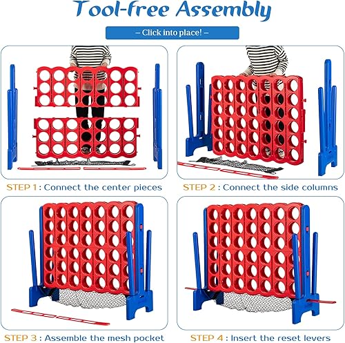 Miniatura 22 de COSTWAY - Juego gigante de 4 en línea Rojo