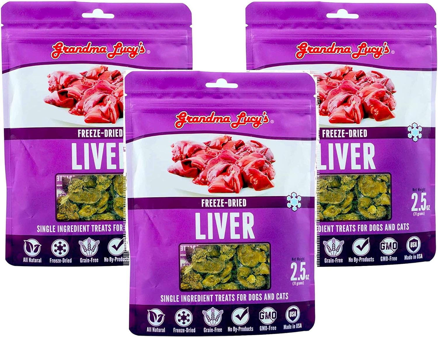 Grandma Lucys 3 Pack of Freeze Dried Liver Singles Pet