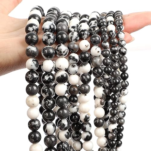 Miniatura 2 de 60 cuentas de piedra natural de cebra negra de 0.236in para hacer joyas, piedra energética curativa, disfruta de hacer bricolaje