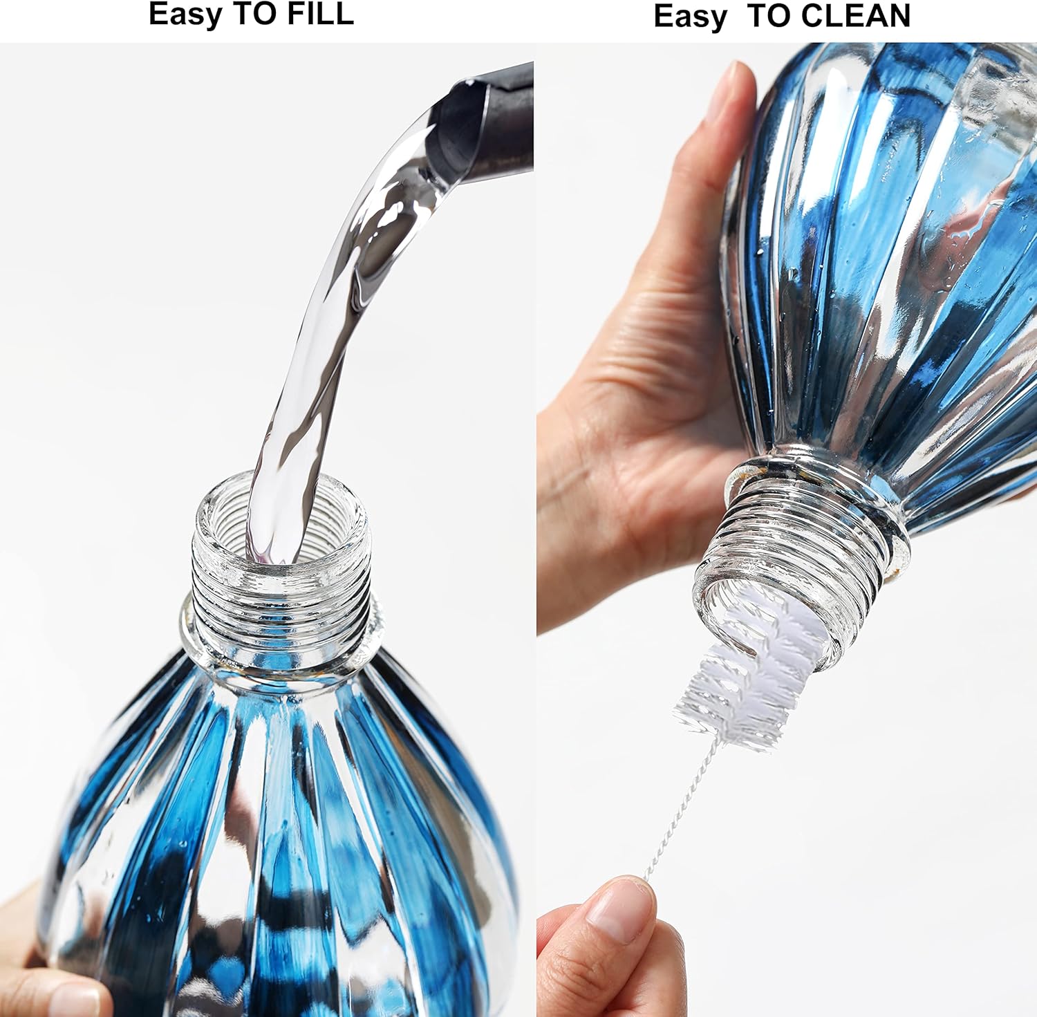 Unique 30oz Glass Hanging Hummingbird Bird Feeder for Wild Birds - Garden Decoration Gift, Easy to Install Clean Refill, Includes Hook