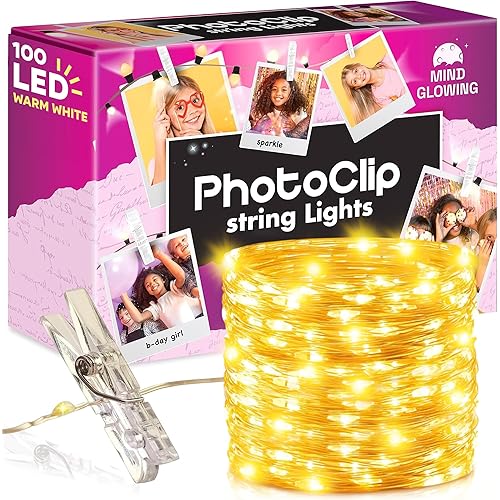 Mind-Glowing Photo Clips String Light - Dreamy Fairy Lights with Clips - Stocking Stuffers for Teen Girls 2025 - Trendy Stuff Room Decor - Christmas Gift for Any Year Old Tween Girl (100 LED, 33 ft)