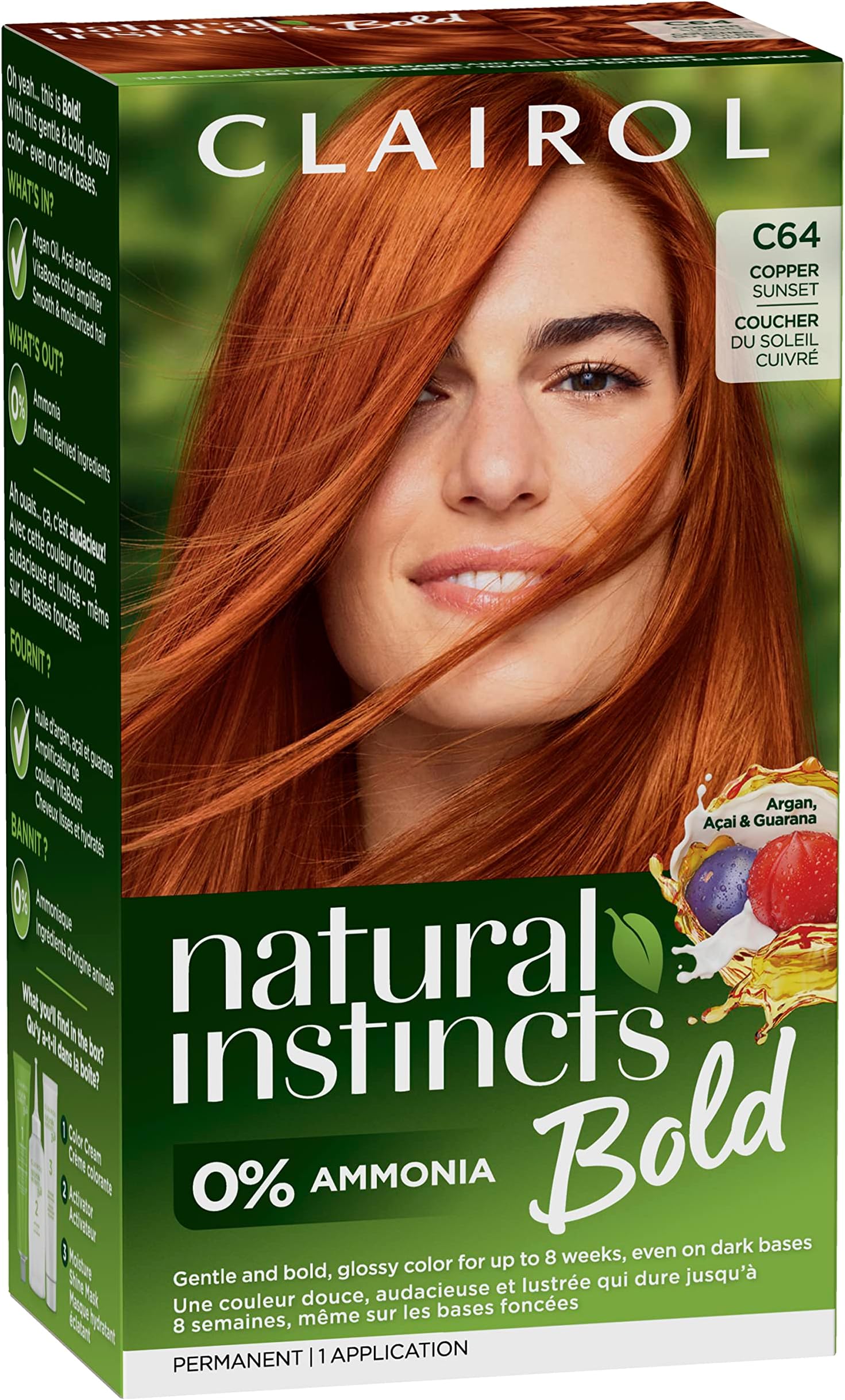 Natural Instincts Bold Permanent Hair Dye, C64 Copper Sunset Hair Color, Pack of 1