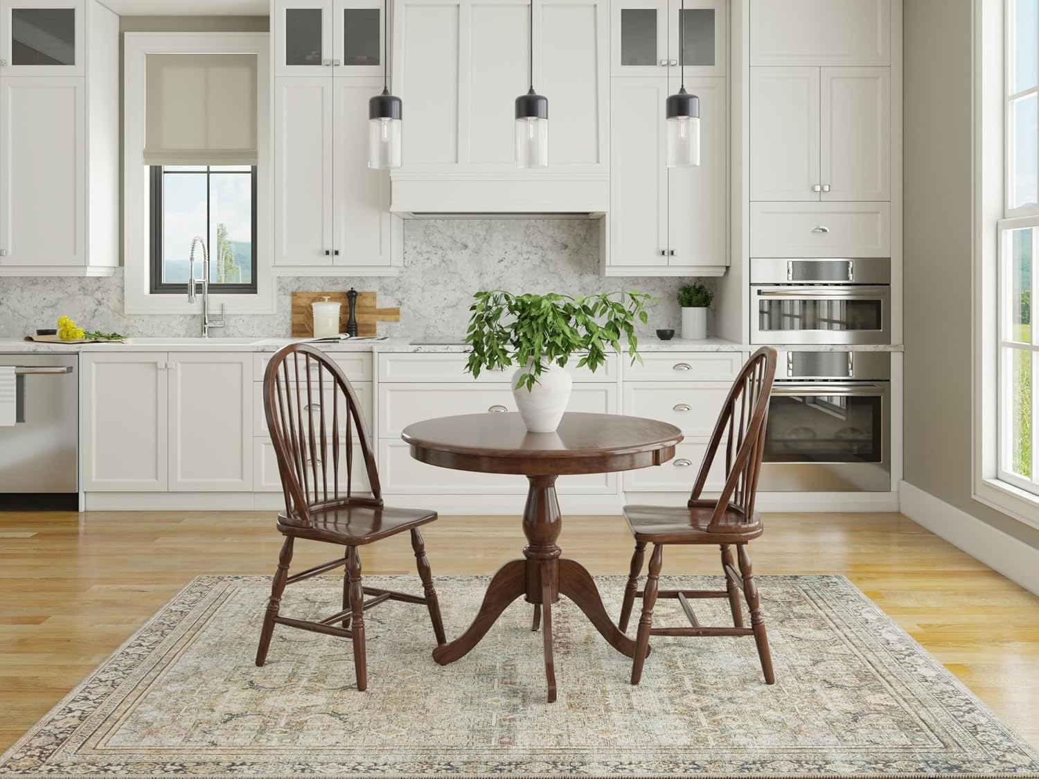 Carolina Chair & Table Windsor Dining Chair with Traditional Spindle Back Design – Multi-Step Hand Finish, Solid Wood Chair - Armless Square Seat with Tapered Legs for Kitchen, Dining Room (Espresso)