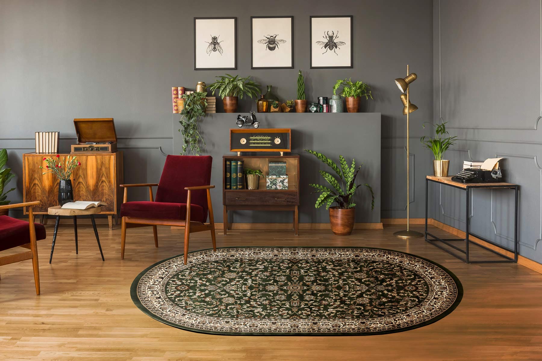 rugsx Tapis Royal Classique, Traditionnel, pour la Chambre, Le Salon, la Chambre à Coucher, de Haute qualité, ADR 1745 Vert, Ovale 200x290 cm