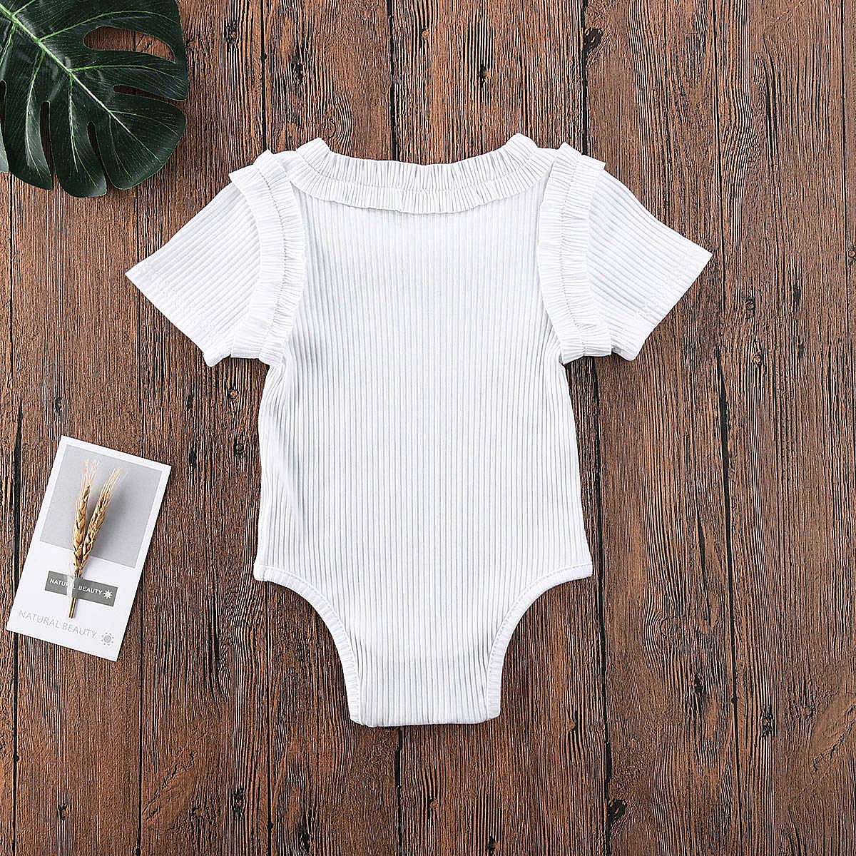 ZAXARRA Unisex Infant Baby Boy Girl Cotton Kimono Bodysuit Short-Sleeve Romper Pajamas Sunsuits (6-12 M, White 1)