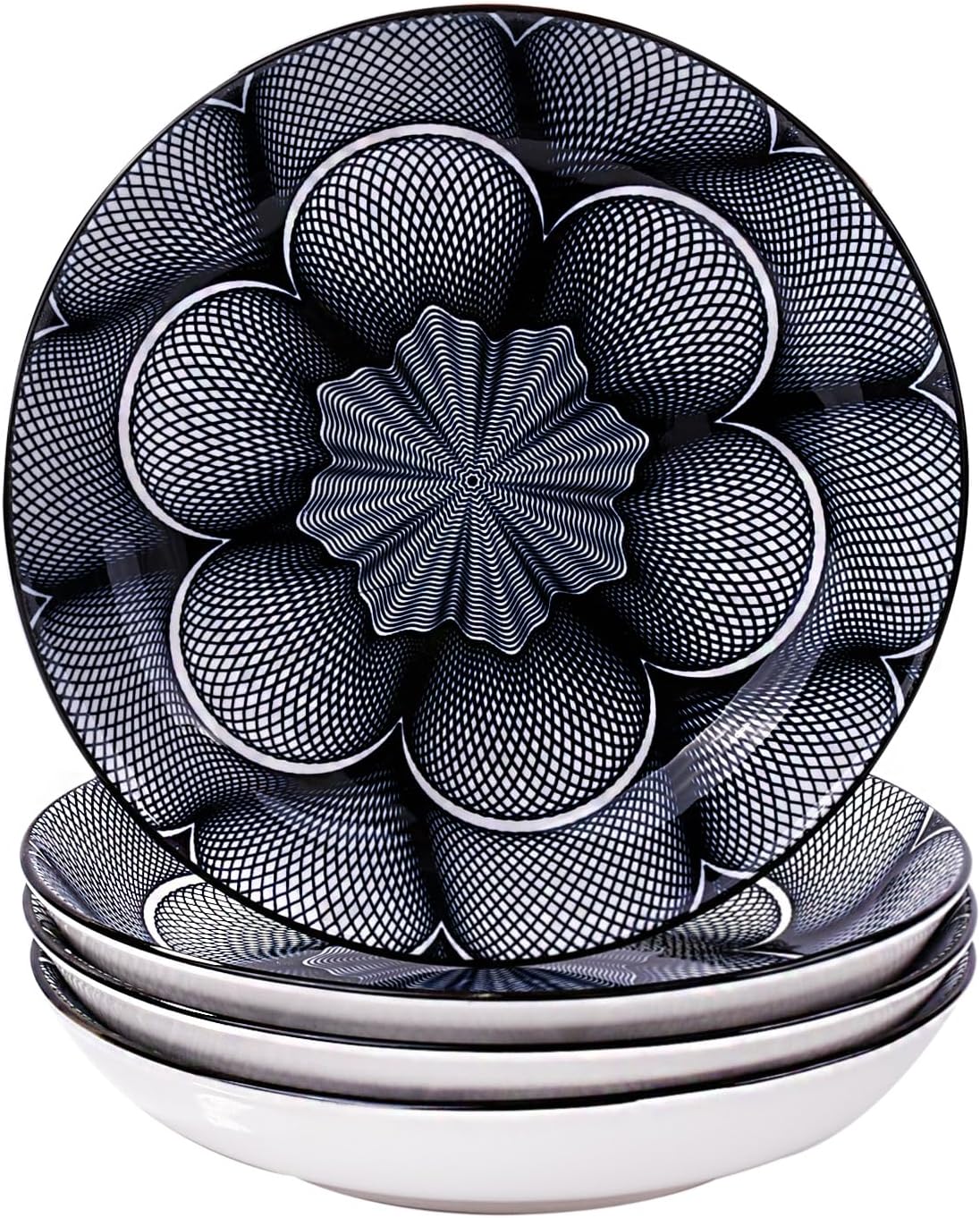 8" Ceramic Dinner Plate - Porcelain Dinnerware - Kitchen & Dining Tableware - Set of 4 (XT)