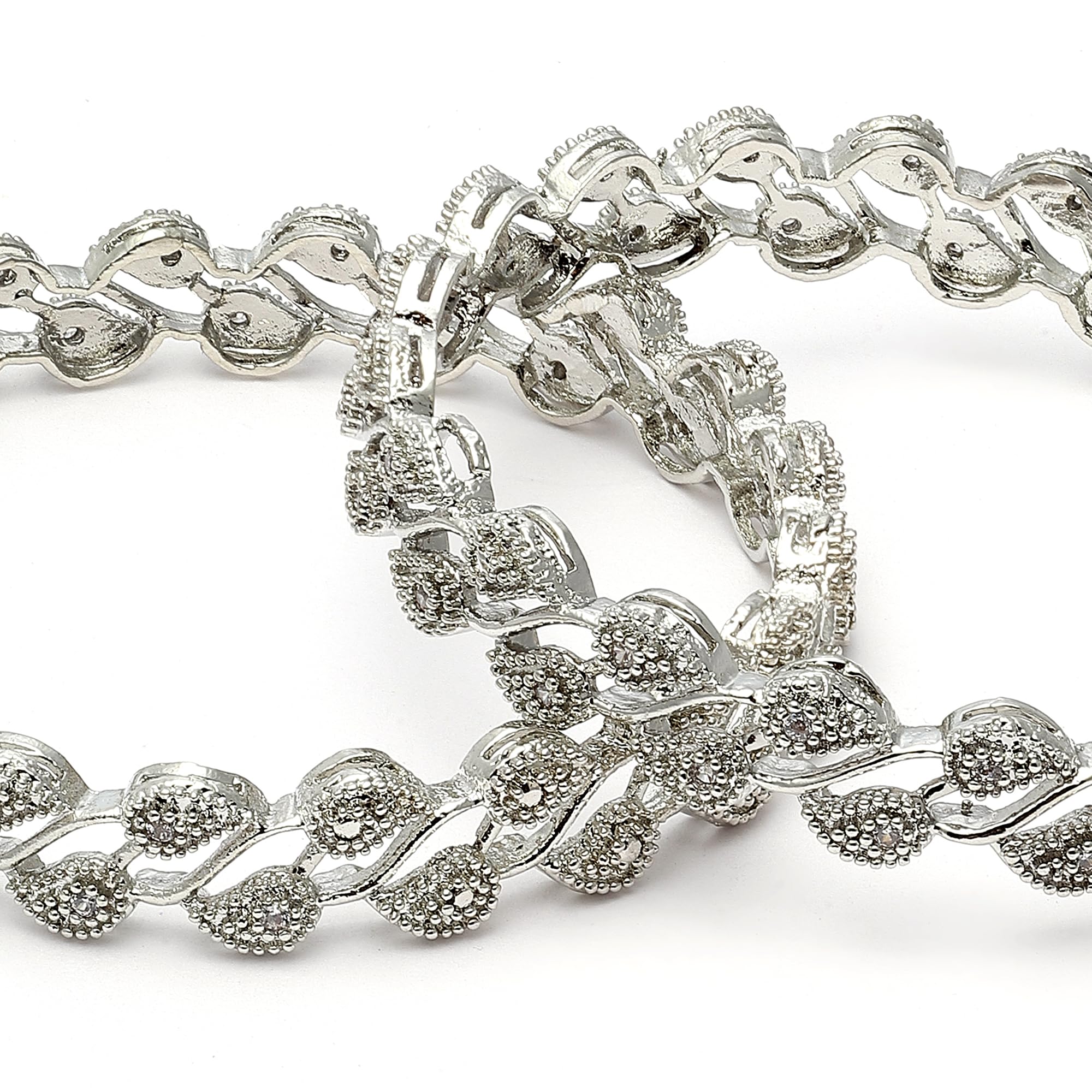 Leaf Shaped AD Plated Bangles for 2.4