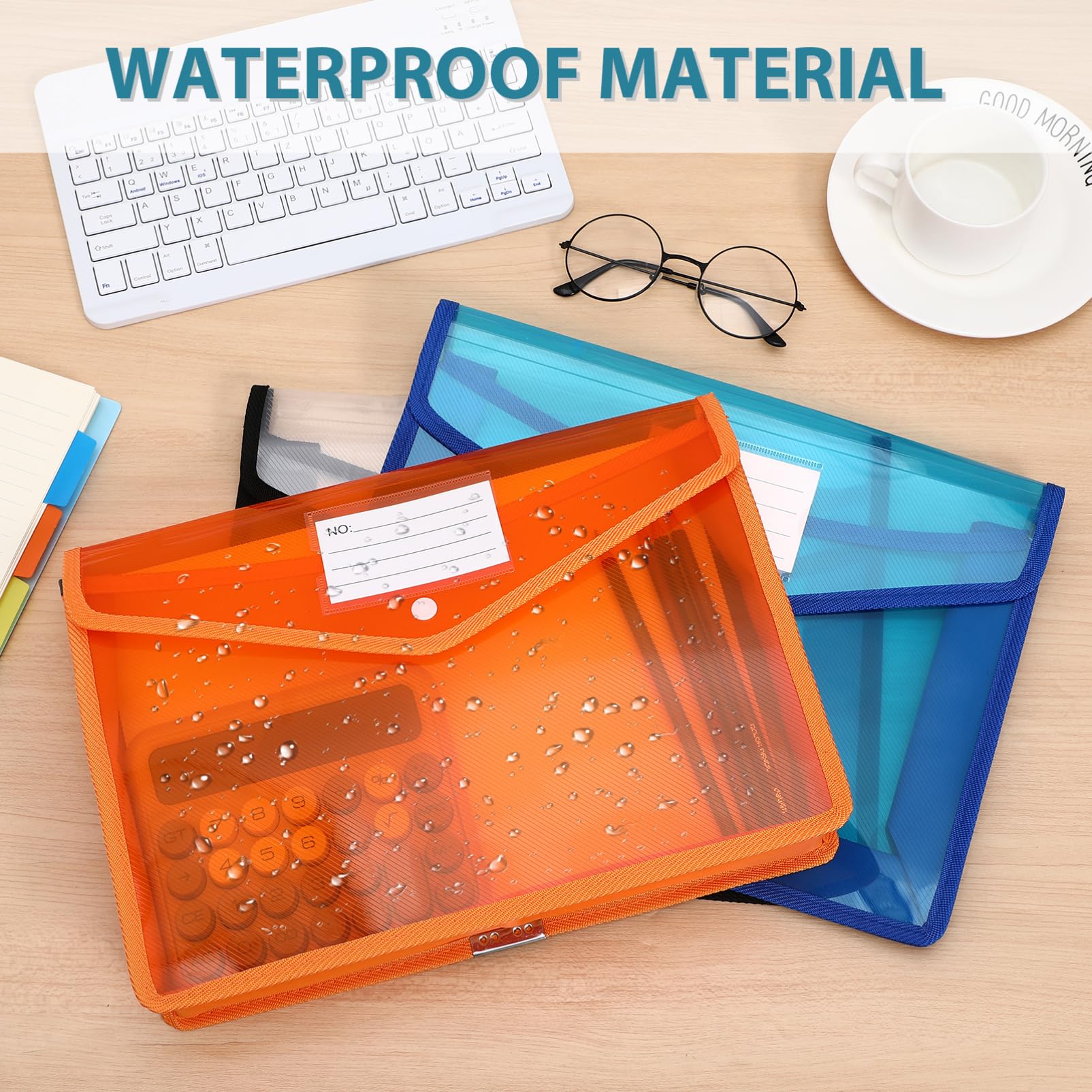 Toyvian 7pezzi Buste in Plastica Trasparenti con Chiusura Bottone Formato per Documenti Organizer per Ufficio Scuola e Uso Domestico