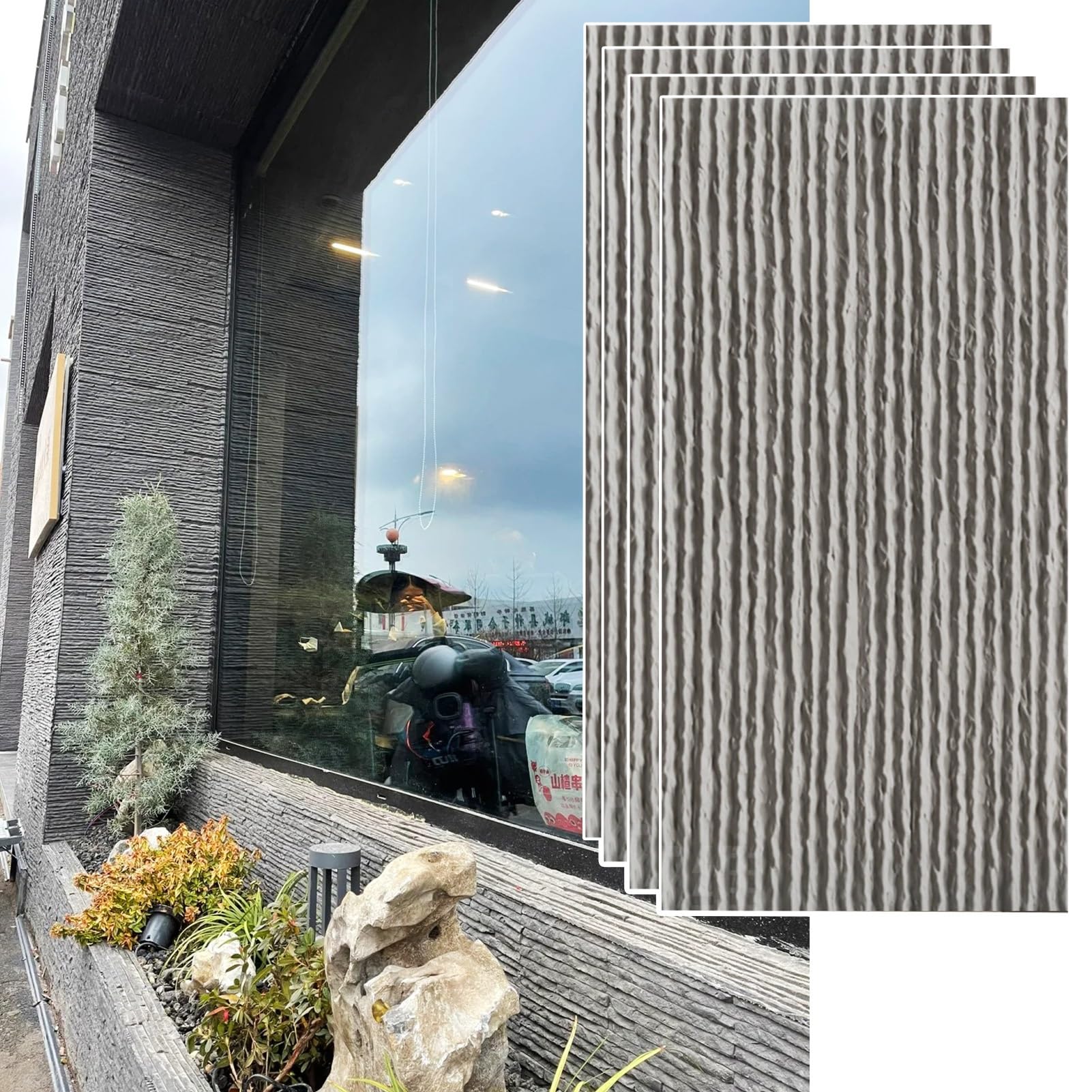 Paneles de pared de piedra de imitación 3D, revestimiento de textura interior para paredes decorativas, uso en escaparates y vestíbulos, paquete de 8