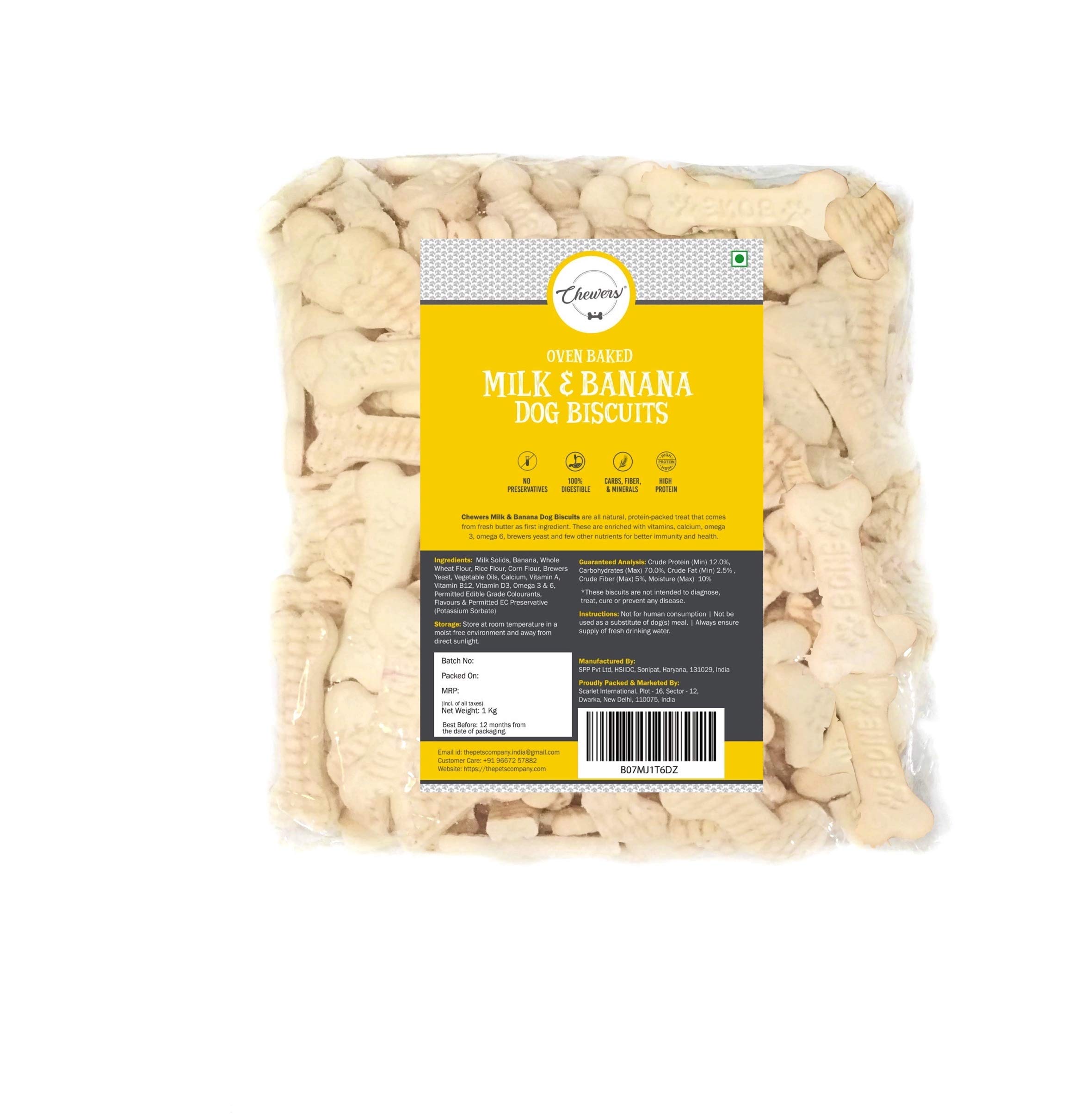 Chewers Oven Baked Real Banana & Milk Dog Biscuits, Dog Treat 1 Kg (B07MJ1T6DZ) Amazon Price History, Amazon Price Tracker