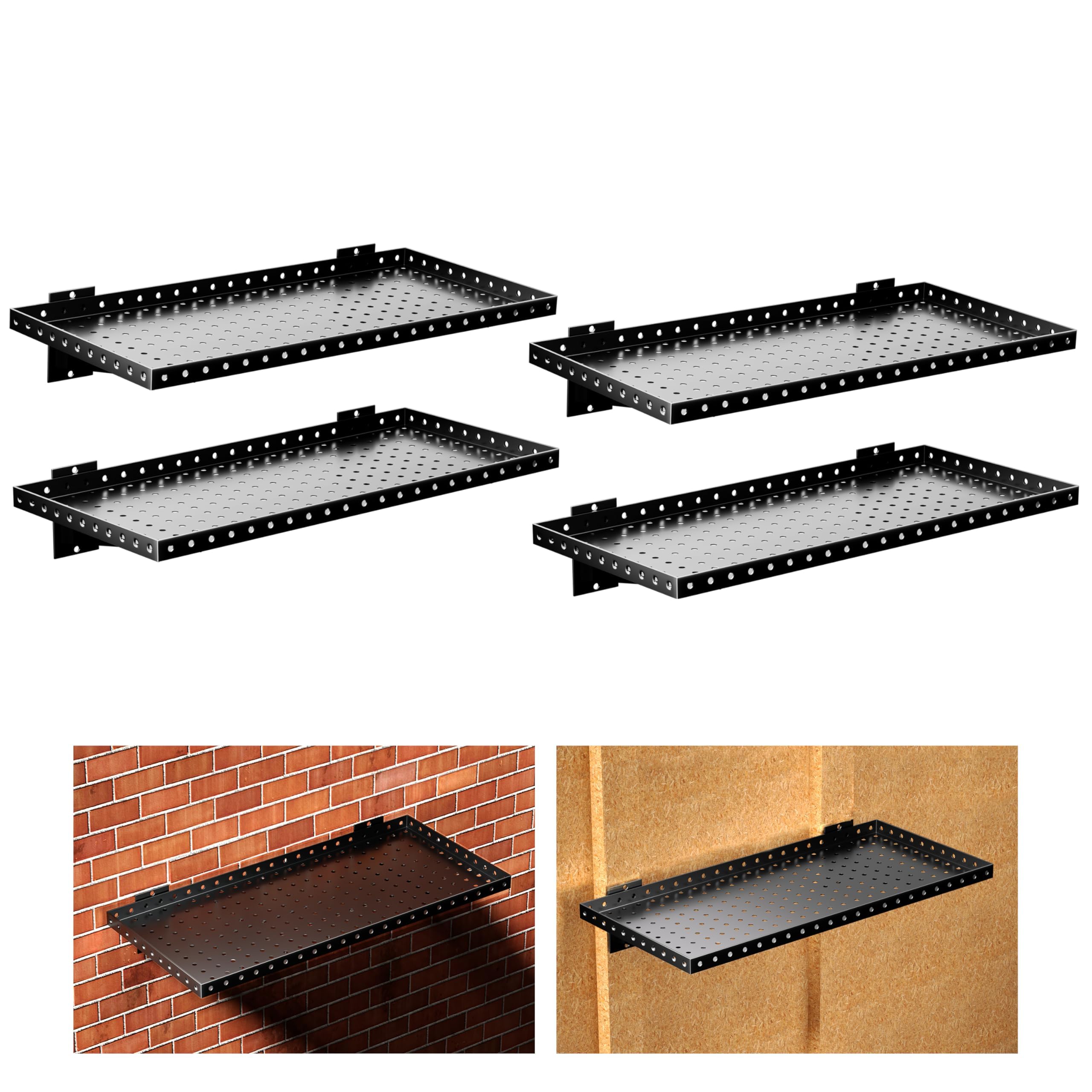 Garage Wall Shelving - 2 Pack, Black -8 Garage Wall Shelving - 2 Pack, Black -8