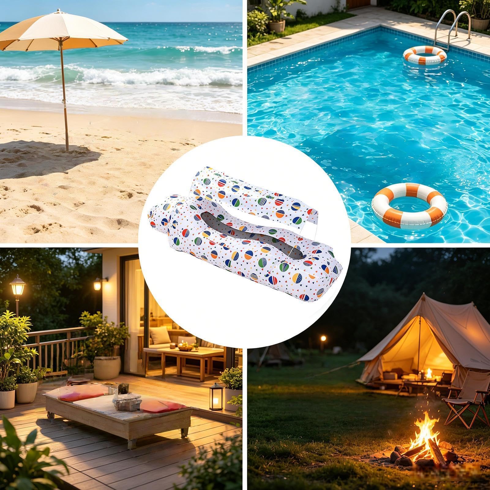 Tumbona Hinchable De Aire Sofá Hinchable De Playa Con Sombrilla | Sillón de Senderismo de Fácil Montaje Para En Exteriores Como Camping Senderismo Picnic Vacaciones Jardín Y