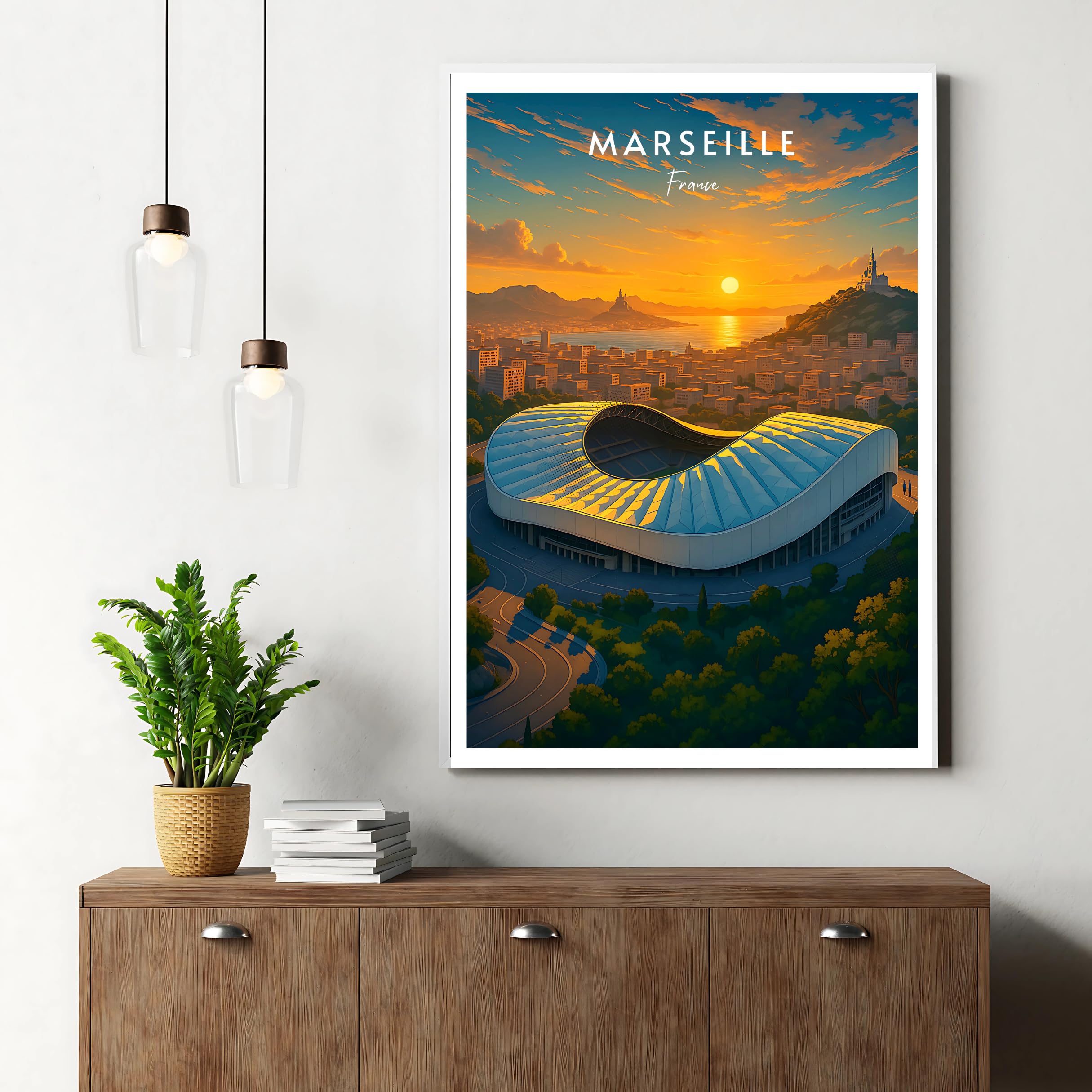 Générique Affiche murale deco - sport - Marseille, velodrome, football - art moderne, cadeau, poster, impression, illustration - JLprint (A1-59,4 x 84 cm)