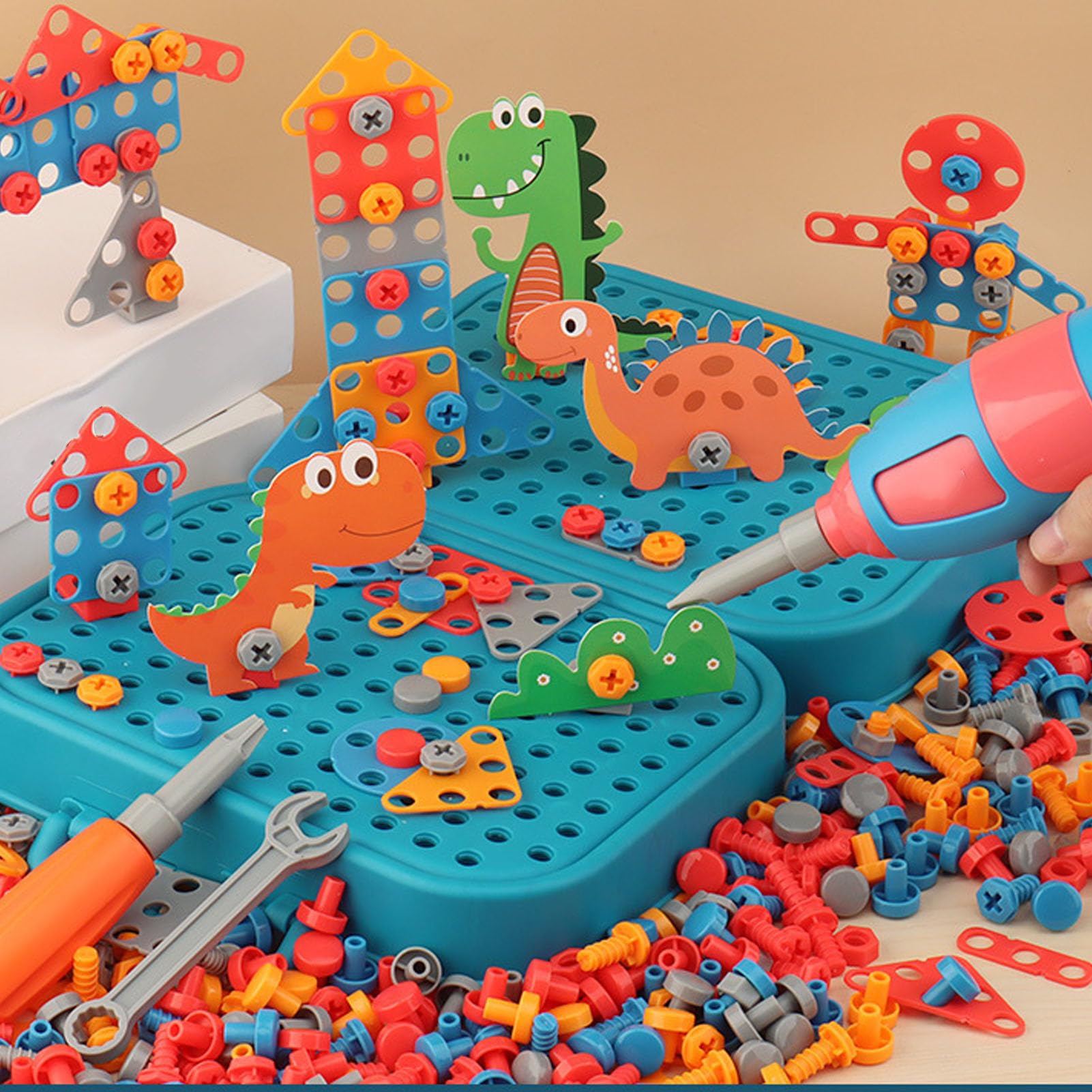 Ensemble de puzzle de forage de dinosaure en matériaux durables - 7