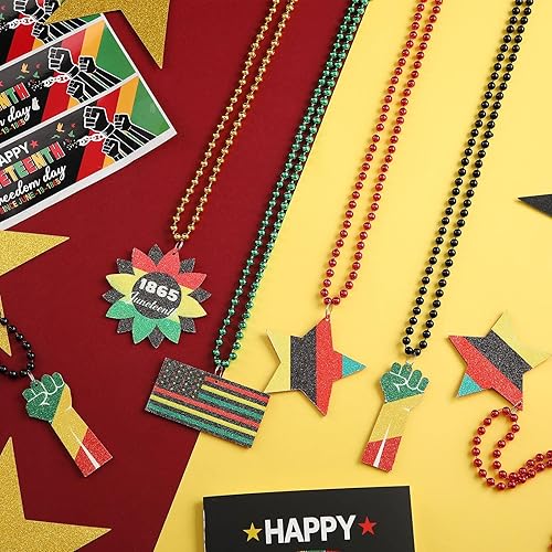 Miniatura 4 de Batiyeer Collar de cuentas del mes de la historia negra, accesorios africanos, collar metálico de Mardi Gras para decoración del mes de la historia