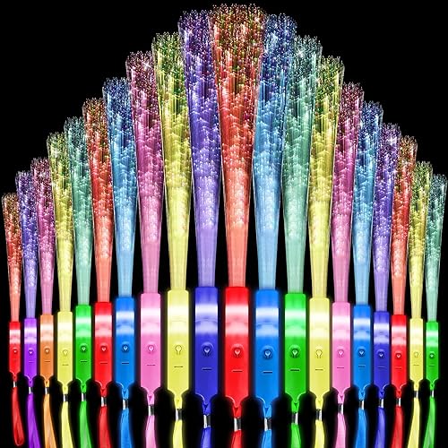 96 Pack Multicolor Fiber Optic Wand Glow Wand LED Light Up Wand Bulk with 3 Flashing Models Flashing Sticks for Glow in The Dark Birthday Party Favor Wedding Halloween Christmas, 8 Colors