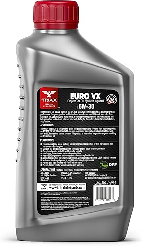 Miniatura 2 de TRIAX Euro VX 5W-30 Full Synthetic Ester, compatible con VW 507.00504.00, VW Audi 502.00, 505.01, BMW LL-04, Porsche C30, ACEA C3, Mercedes 229.51,