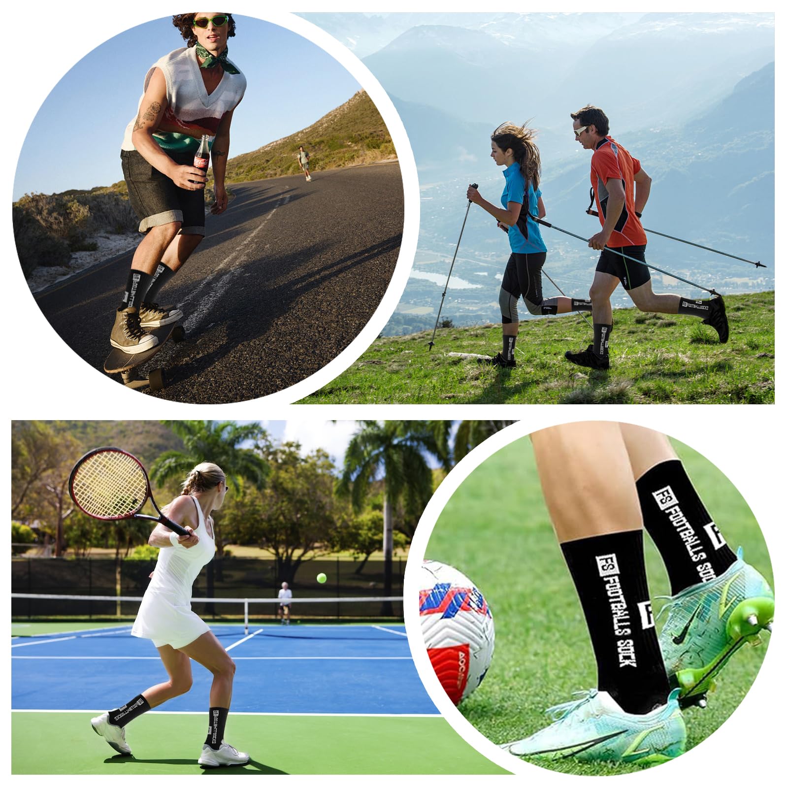3 Pares de Calcetines de Fútbol Antideslizantes- Para Hombre y Mujer - Calcetines Deportivos para Fútbol, Running y Entrenamiento