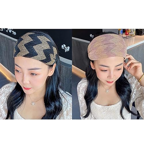 Miniatura 6 de DORIS&JACKY Diademas anchas de encaje elegantes y elásticas con dientes, accesorios de moda para mujeres y niñas (patrón 3-6 piezas)