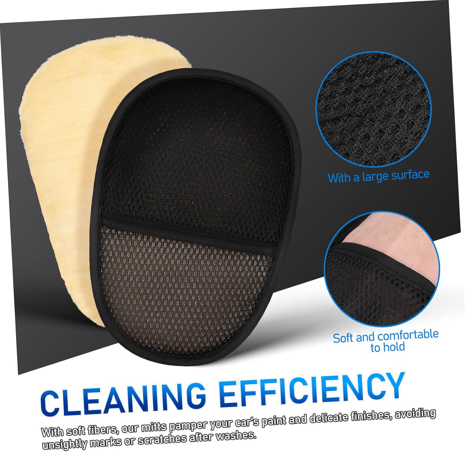 Gatuida Washing Mitts 2 Pack Full Finger Car Wash Gloves Soft Car Polishing Pads Mitts for Car Wash Scratch
