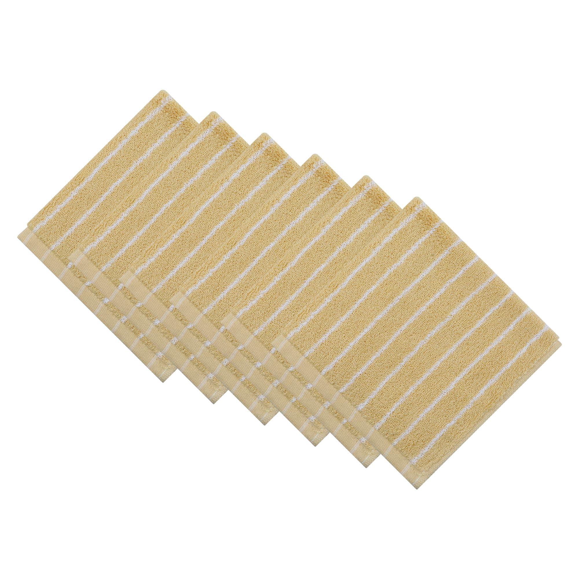 HMETOL Cotton Striped Soft & Absorbent Face Cloths 34 x 34 cm Washcloths