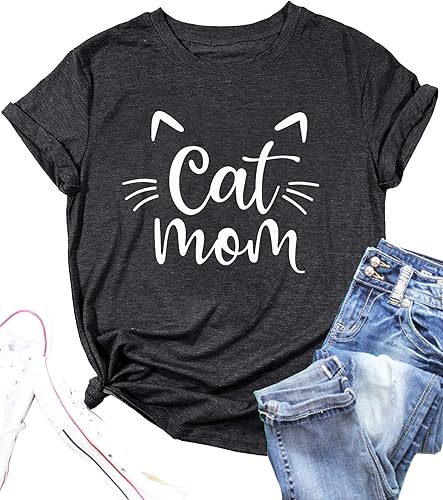 Camisas de mamá de gato para mujer, camisetas de gato y mamá, regalos para amantes de las mascotas, camisetas divertidas con gráficos de gatos