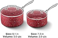 Vista 39 de Saucepan Set, Nonstick 2Qt & 3Qt Sauce Pans with Lids, Small Pot with Lid - Natural Granite, Grey
