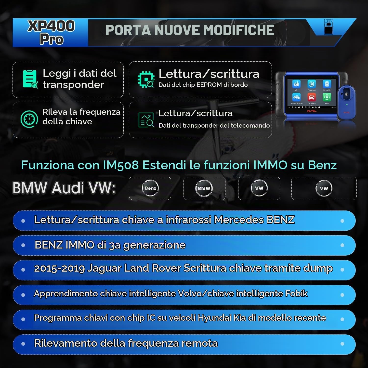 Autel Programmatore Chiavi MaxiIM IM508S PRO con XP400 PRO 2026, 3000+ Test | Uguale a IM608 PRO 2/IM608S II, Migliorato IM508 IM508S, Diagnosi Auto Bidirezionale, Modalità Smart & Expert, 40+ Servizi
