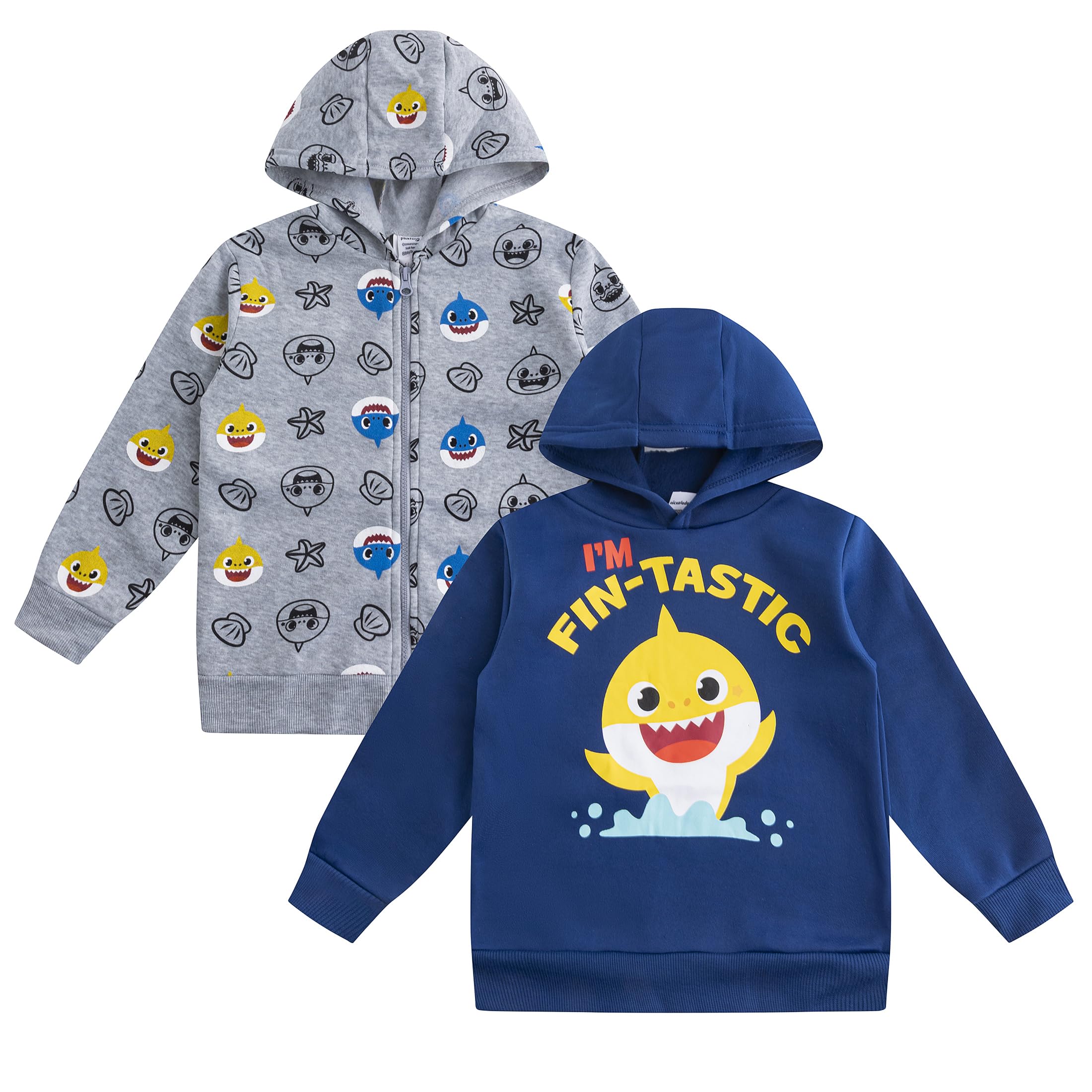 Nickelodeon Baby Shark Boys Pullover Hoodie 2 Pack for Toddler and Little Kids