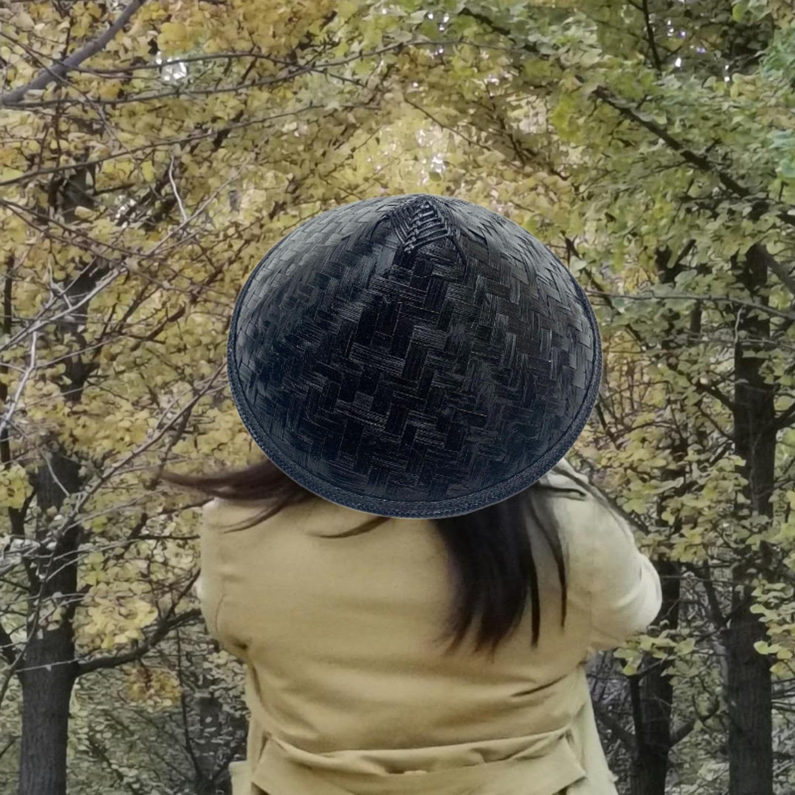 Sombrero Tejido de Bambú para Excursiones Accesorio de Viaje para Adultos Y Niños, 42CM